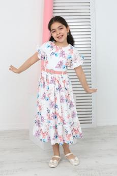 Kız Çocuk Çiçek Desenli Şifon Elbise