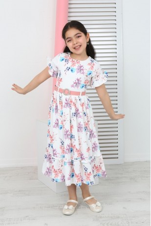 فستان شيفون منقوش بالزهور للفتيات