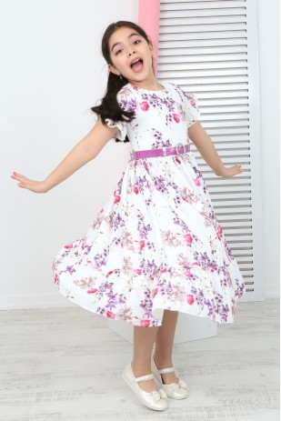 فستان شيفون منقوش بالزهور للفتيات