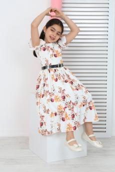 Kız Çocuk Çiçek Desenli Şifon Elbise