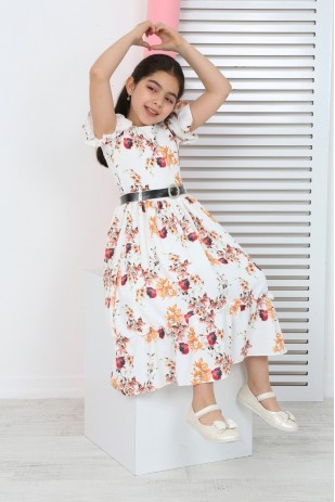 فستان شيفون منقوش بالزهور للفتيات