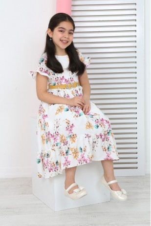 فستان شيفون منقوش بالزهور للفتيات