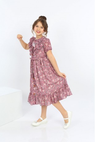 فستان شيفون بحزام للفتيات