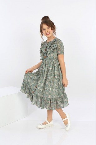 فستان شيفون بحزام للفتيات