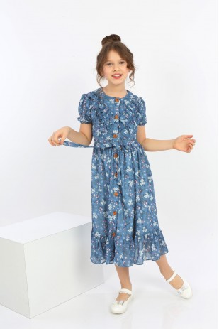 فستان شيفون بحزام للفتيات