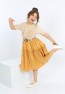 Girls Belted Front Button Bicolor Dress
