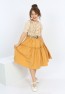 Girls Belted Front Button Bicolor Dress