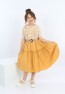 Girls Belted Front Button Bicolor Dress