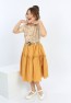 Girls Belted Front Button Bicolor Dress