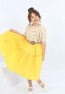 Girls Belted Front Button Bicolor Dress