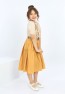 Girls Belted Front Button Bicolor Dress