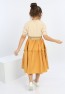 Girls Belted Front Button Bicolor Dress