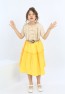 Girls Belted Front Button Bicolor Dress