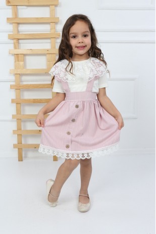 Lilafarbenes Badi-Spitzenträgerkleid für Kinder