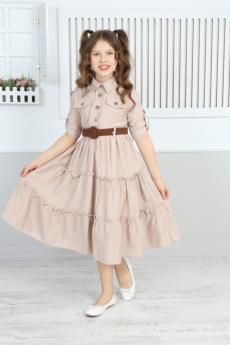 Kız Çocuk Cepli Kemerli Elbise