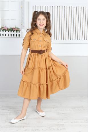 Платье для девочек с карманами и поясом