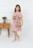 Girls Pink Bag Neck Button Dress with Bag