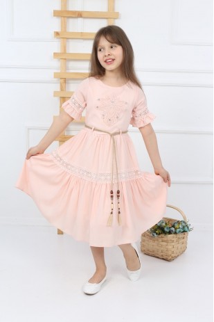 فستان دانتيل بتنورة بأكمام للفتيات