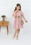 Girls Pink Bag Neck Button Dress with Bag