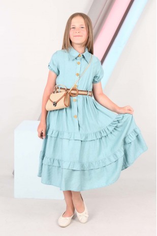 Платье с поясом и сумкой