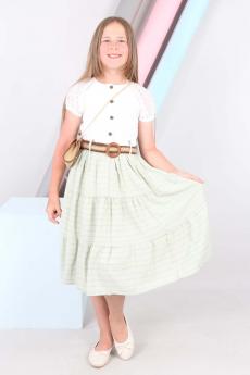 Çif Renk Çantalı Kemerli Düğmeli Elbise