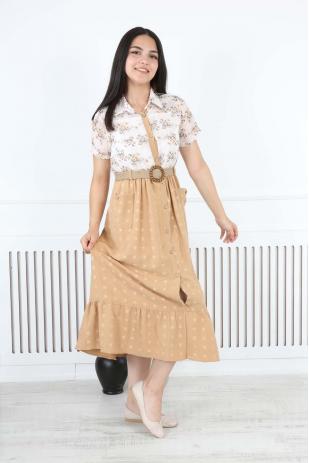 فستان زهري بحزام بطول النادل