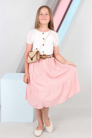 Çantalı Kemerli Düğmeli Elbise