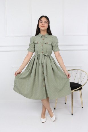 Платье длиной до официанта на пуговицах