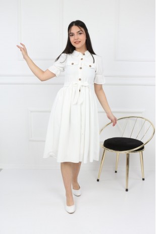 فستان بأزرار بطول النادل