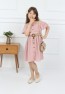 Girls Pink Bag Neck Button Dress with Bag