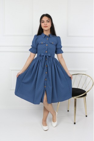 Платье длиной до официанта на пуговицах