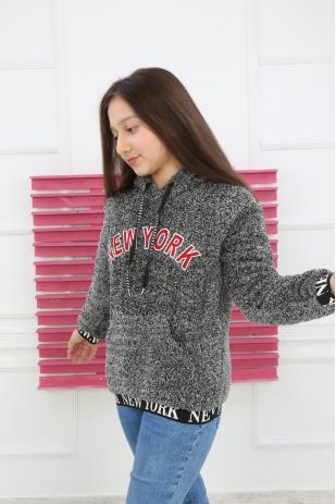 Kız Çocuk Antrasit Peluş Sweatshirt