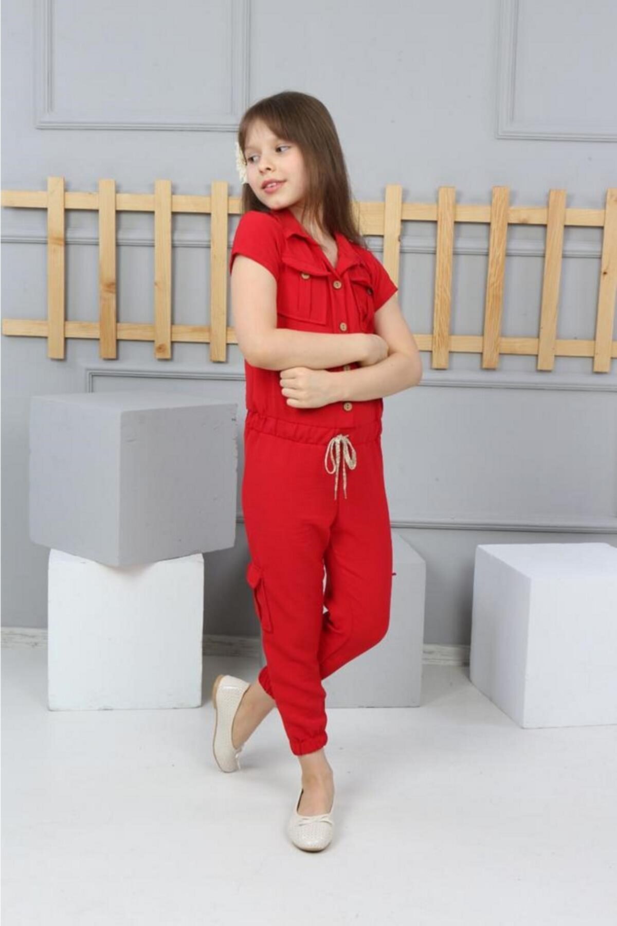 Girls Buttoned Jumpsuit