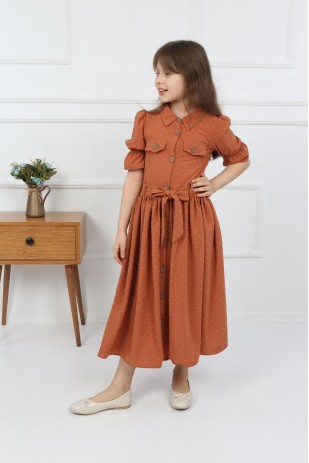 Платье Brick Brick длиной официантки на пуговицах для девочек