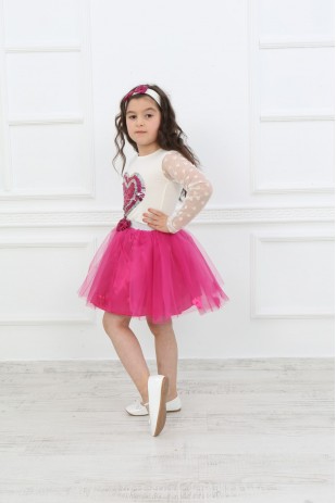 Юбка с тройными блестками Костюм с лентой для волос Футболка Юбка