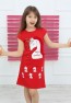 Rotes, bedrucktes Unicol-Kleid für Mädchen