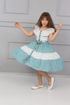 Çizgili Ğarnili Boydan Düğmeli Elbise