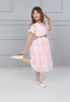 Girls Pink Belted Lace Dress