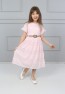 Girls Pink Belted Lace Dress