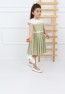 Grünes Taschenfaltenkleid für Mädchen