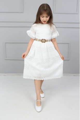 Spitzenkleid mit Gürtel