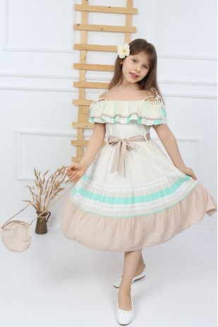 فستان بناتي أخضر