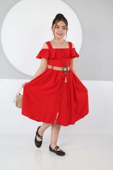 Şımarık Kids Çantalı Boydan Düğmeli Elbise