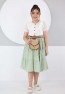 Belt Front Buttoned Double Color Dress with Bag