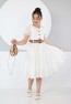 Belt Front Buttoned Double Color Dress with Bag