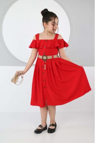 Желтое платье с бретелькой на шее для девочки и сумкой