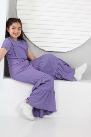 Ispanyol Paça Pantolon Fırfırlı Bulüz Ikili Takım