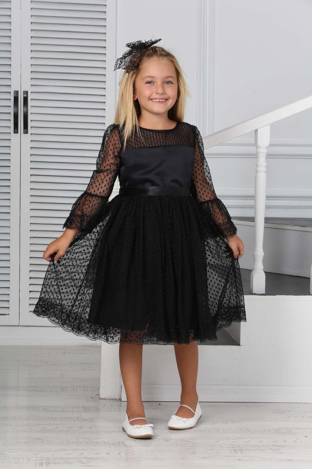 LACE BUCKLE BELTED PRINCESS CLIPPED DRESS