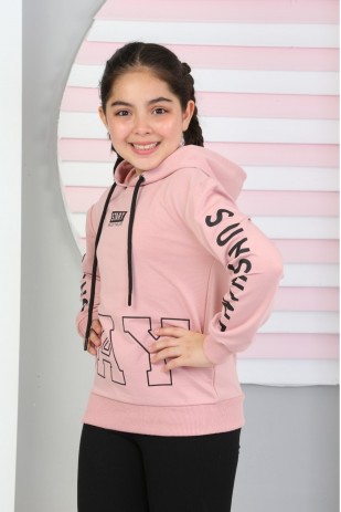 DAY BASKILI İKİ İPLİK KOPŞONLU SWEATSHİRT