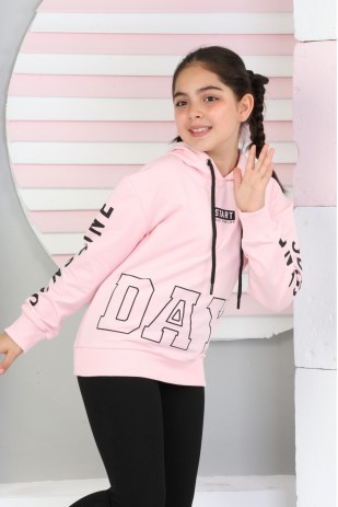 DAY BASKILI İKİ İPLİK KOPŞONLU SWEATSHİRT